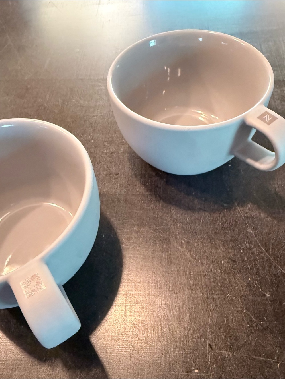 Nespresso Medium Matte Light Gray Ceramic Mugs - Set of 2 - NIB